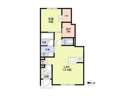 VILLA DE GRACE B棟(1LDK/1階)の間取り写真