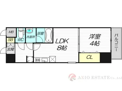 LACASA新北野II(1LDK/3階)の間取り写真