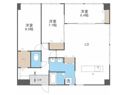HILLS GARDEN 本通(3LDK/6階)の間取り写真