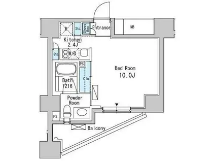 ベルファース目黒(ワンルーム/10階)の間取り写真