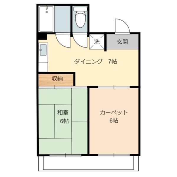 浅井第二ビル(2DK/3階)の間取り写真