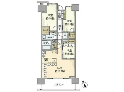 アトラス加賀(3LDK/11階)の間取り写真
