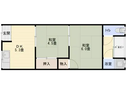 丸栄文化(2DK/2階)の間取り写真