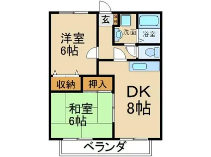 メゾンドリブランB棟(2DK/2階)の間取り写真