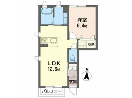 メゾンド由雅A(1LDK/1階)の間取り写真