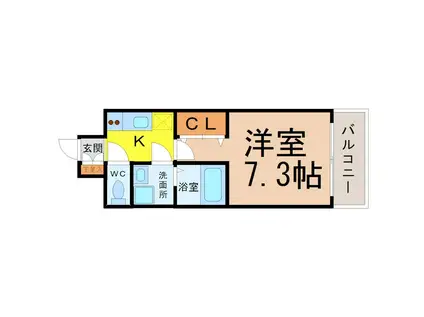 PROPRE(1K/2階)の間取り写真