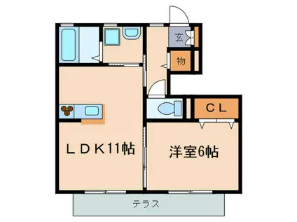 八千代II(1LDK/1階)の間取り写真