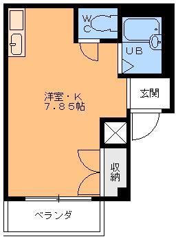 道後緑台ハイツ(ワンルーム/1階)の間取り写真