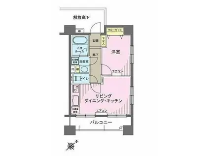 ヒルレジデンス大崎(1LDK/2階)の間取り写真