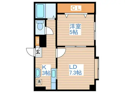 澄川第3銀座パレス(1LDK/2階)の間取り写真