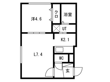 ルリ美園(1LDK/4階)の間取り写真