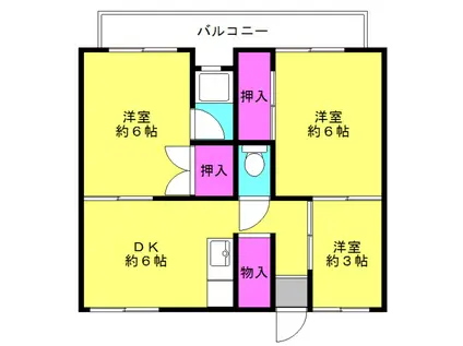 ビレッジハウス東二見(3DK/3階)の間取り写真