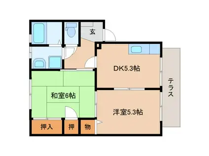 アピアランス西島(2DK/1階)の間取り写真