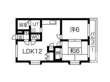 ラグジェレディK壱号館(2LDK/2階)の間取り写真