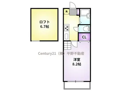 レモンバームII(1K/2階)の間取り写真