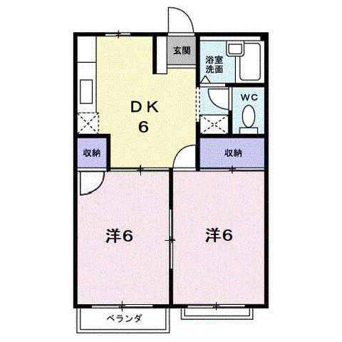 エルディム楽天A(2DK/2階)の間取り写真