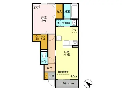 マリオーネF(1LDK/1階)の間取り写真