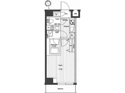 プレミアムキューブG北新宿(1K/7階)の間取り写真