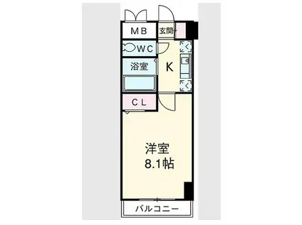 CASTLE ワタナベ(1K/4階)の間取り写真