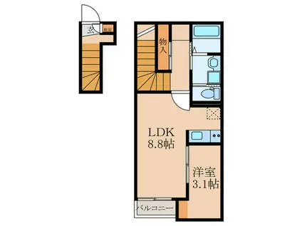 SOYOTERRACE行事(1LDK/2階)の間取り写真