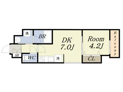 LA DOUCEUR九条(1DK/3階)の間取り写真