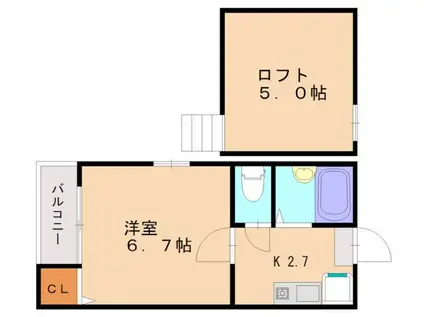 クレステージ平尾(1K/2階)の間取り写真