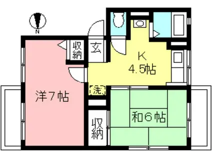 シティハイムソファレA(2DK/2階)の間取り写真