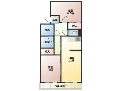 竹中マンション(2LDK/3階)の間取り写真