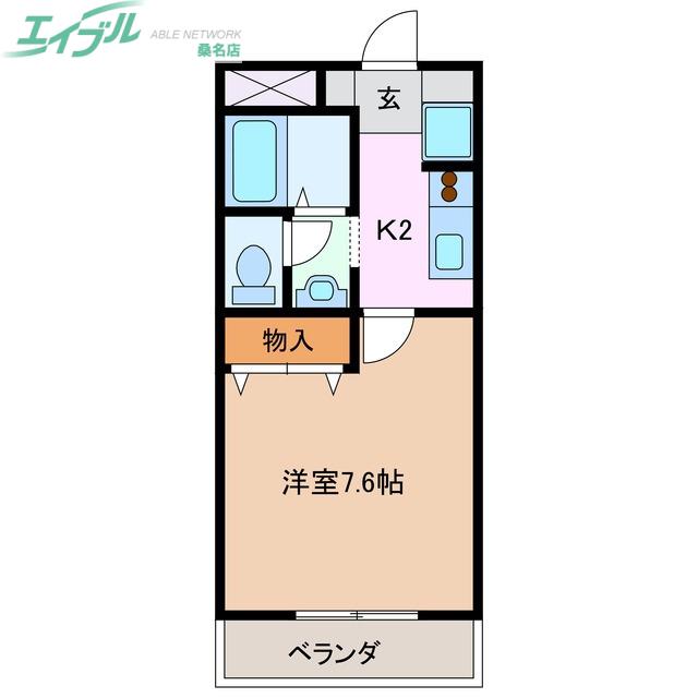 プチカーサ(1K/1階)の間取り写真