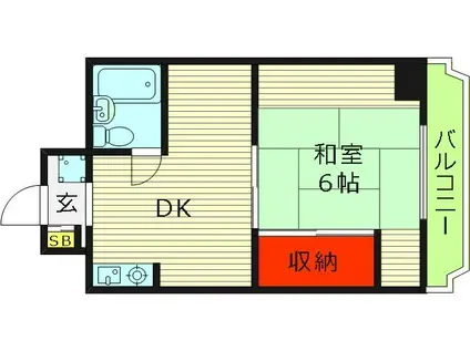 京橋マンション(1DK/2階)の間取り写真