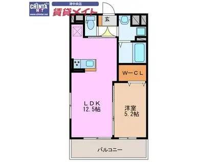 MTF-I(1LDK/7階)の間取り写真