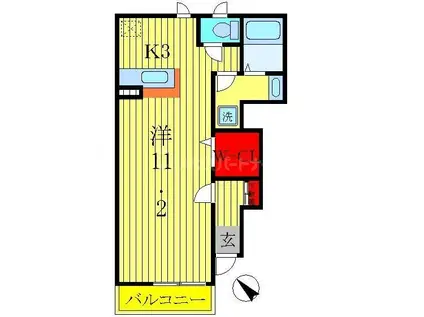 カーサ初石II(ワンルーム/1階)の間取り写真