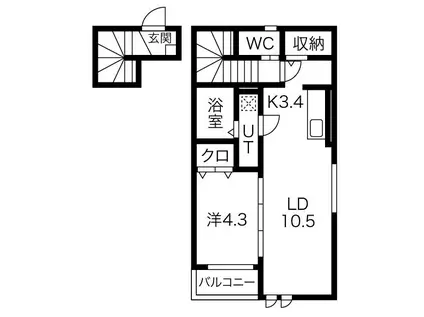 VALLEE DE LOURS(1LDK/2階)の間取り写真