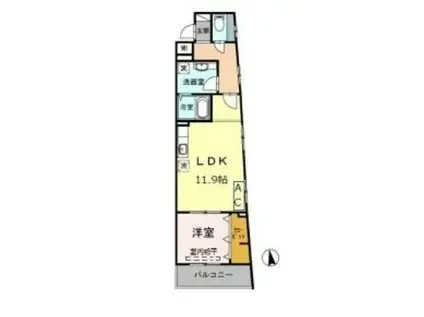 カーサ鈴(1LDK/3階)の間取り写真