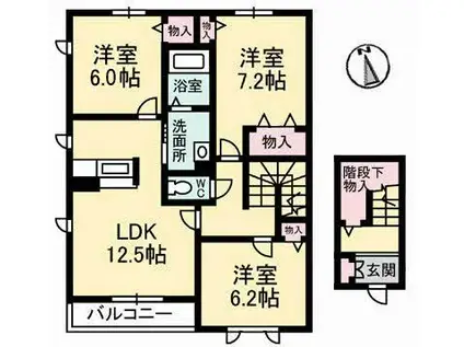 ヴァンヴェール・ローズマリーA(3LDK/2階)の間取り写真
