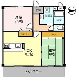 ソレーユ関西(2DK/1階)の間取り写真