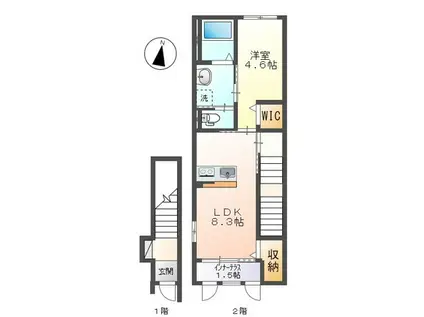 エクセル(1LDK/2階)の間取り写真