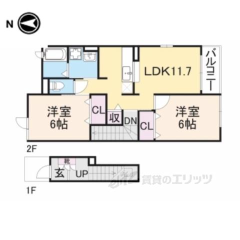エステートピア(2LDK/2階)の間取り写真