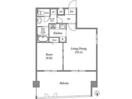ペアパレス六町環七北通(1LDK/7階)の間取り写真