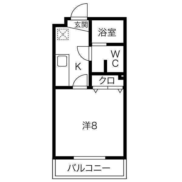 グランメールコート万野原(1K/2階)の間取り写真