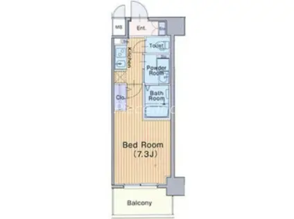 ミュプレ北浜(1K/3階)の間取り写真