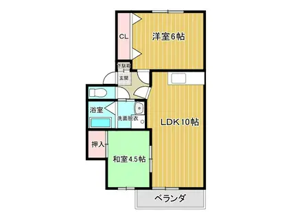 メゾンドシェル(2LDK/1階)の間取り写真