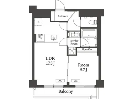 BELLEVIAGE AKEBONOBASHI ベルヴィアージ曙橋(1LDK/5階)の間取り写真