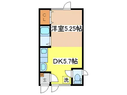 パールコートJUJU(1DK/2階)の間取り写真