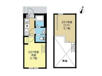 シー. ビー. グレイ東林間(1K/2階)の間取り写真