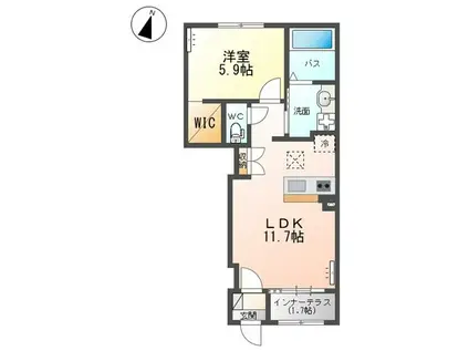 メルヴェーユ黒須VIII(1LDK/1階)の間取り写真