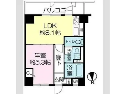 デューク御影(1LDK/3階)の間取り写真