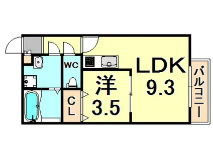 LINES CHROME(1LDK/3階)の間取り写真