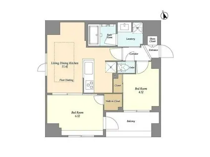 モディア銀座イースト(2LDK/3階)の間取り写真