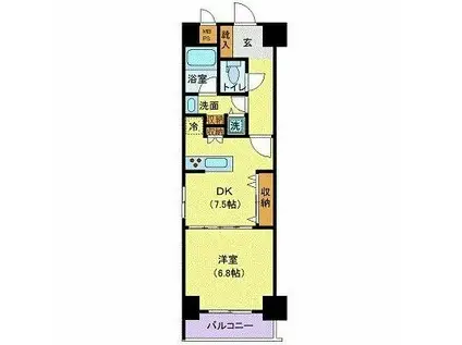 ミリオングランデ元赤坂ヒルズ(1DK/3階)の間取り写真